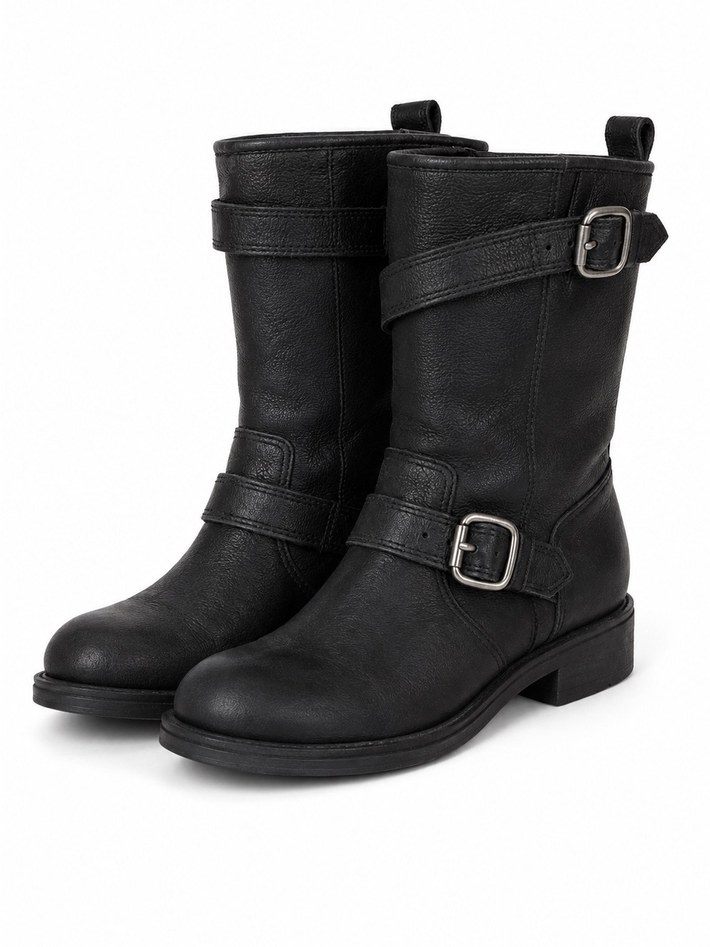 DKNY Black Leather Moto Boots Size 38.5 US 8